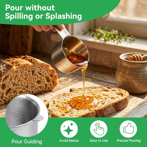 6 Pcs 3/4 Cup Measuring Cup,180ml | 6oz | 180cc 304 Stainless Steel Measure Scoop Metal Measuring Cups,3/4 Cup Dog Food Scoop for Cooking Baking Coffee,Metric & US Measurement Dishwasher Safe