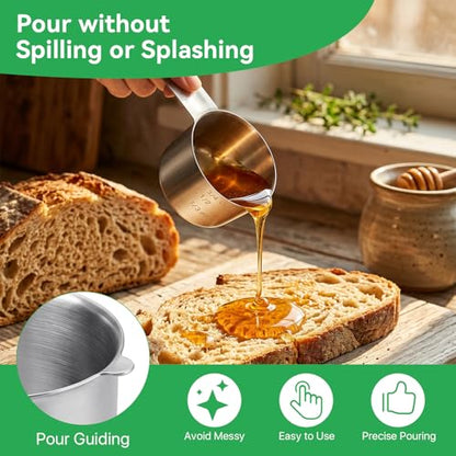 6 Pcs 3/4 Cup Measuring Cup,180ml | 6oz | 180cc 304 Stainless Steel Measure Scoop Metal Measuring Cups,3/4 Cup Dog Food Scoop for Cooking Baking Coffee,Metric & US Measurement Dishwasher Safe
