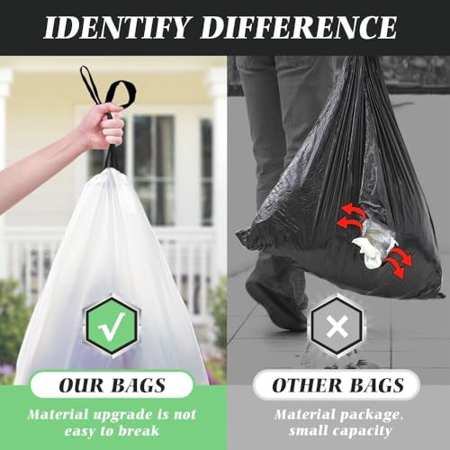 20 Gallon Large Drawstring Trash Bags 120 Counts, Fit 20-21 Gal Trash Can, Heavy Duty Tall Kitchen Garbage Liners, Large Trash Bags Size Chart for Home/Office, Outdoor Lawn & Leaf Bags, White - style: 120-20 Gallon-White