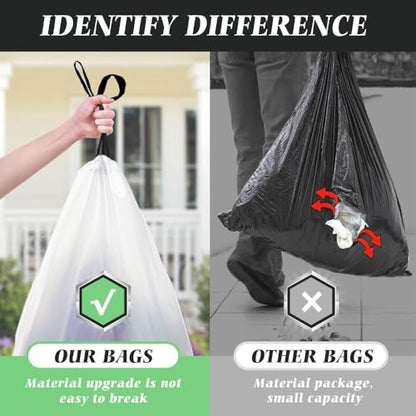 20 Gallon Large Drawstring Trash Bags 120 Counts, Fit 20-21 Gal Trash Can, Heavy Duty Tall Kitchen Garbage Liners, Large Trash Bags Size Chart for Home/Office, Outdoor Lawn & Leaf Bags, White - style: 120-20 Gallon-White