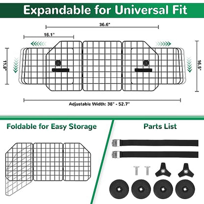 HAITRAL Universal-Fit Barrier,Adjustable Dog Barrier for SUVs,Cars,Trucks,Heavy-Duty Wire Mesh Guard Pet Divider,Back Seat Dog Separator Gate for Cargo Area,Safety Car Travel Accessories