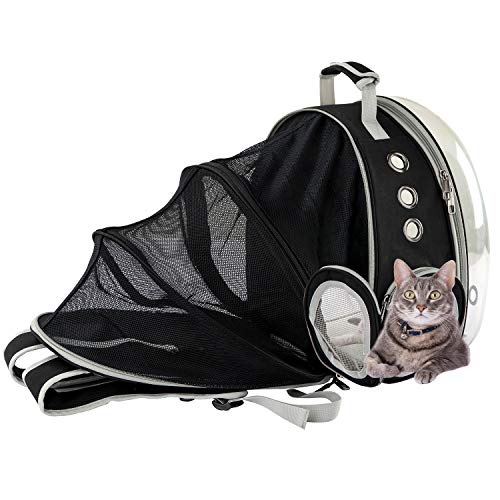 AJY Black Cat Carrier Dog Carrier Backpack, Pet Carrier Back Pack Pack for Small Medium Cat Puppy Doggie, Dog Body Carrying Bag Travel Space Capsule for Travel, Hiking, Walking & Outdoor Use