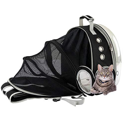 AJY Black Cat Carrier Dog Carrier Backpack, Pet Carrier Back Pack Pack for Small Medium Cat Puppy Doggie, Dog Body Carrying Bag Travel Space Capsule for Travel, Hiking, Walking & Outdoor Use