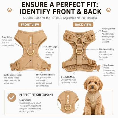 Premium No-Pull Dog Harness Soft Neoprene & Breathable Mesh Vest with Front & Back Clip D-Rings Adjustable Lightweight Walking Harness for Puppies, Small & Medium Dogs (Beige, M) - color: Beige, size: M: Neck=15.4-20.1''/Chest=18.1-24.4''