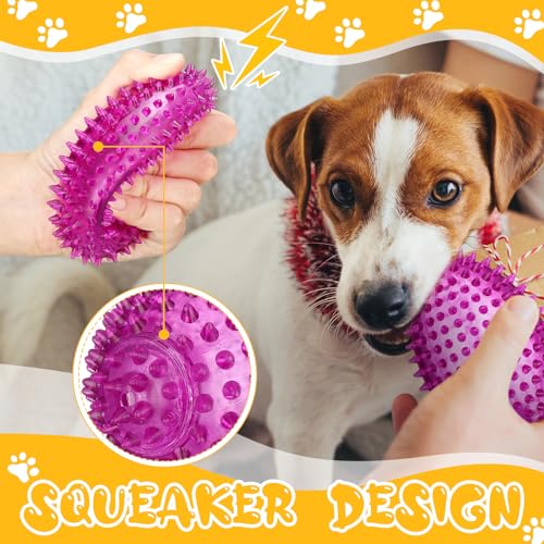 Gemscream 6 Pcs 4.5'' Spiky Squeaker Football Dog Toy for Medium Large Dogs Heavy Duty Rubber Chew Toys for Aggressive Chewers Spiky Ball Fetch for Training Clean Teeth Outdoor - style: Classic