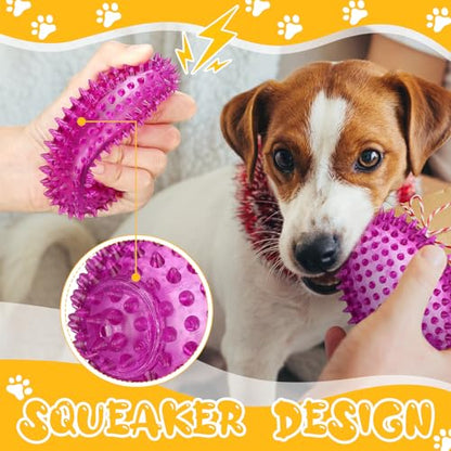 Gemscream 6 Pcs 4.5'' Spiky Squeaker Football Dog Toy for Medium Large Dogs Heavy Duty Rubber Chew Toys for Aggressive Chewers Spiky Ball Fetch for Training Clean Teeth Outdoor - style: Classic