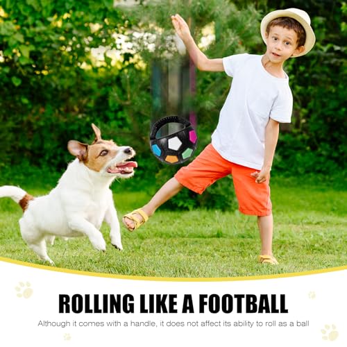 Dog Toy Ball with Handle, Toss and Fetch Play, Interactive Ball for Dogs Playing, Squeaky Floating (Black) - color: Black without ball inside (1-pack)