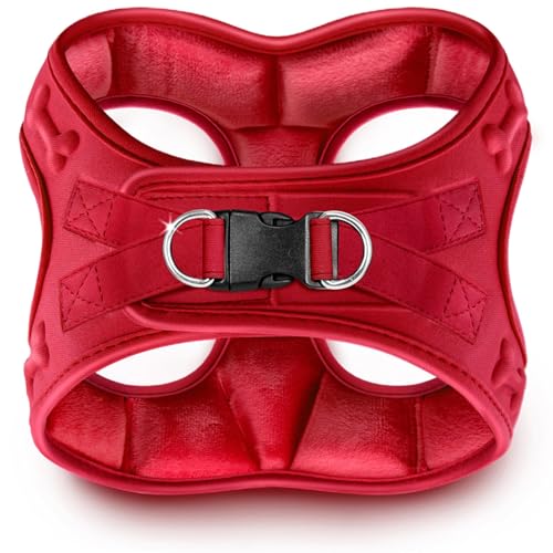 Comfort Fit Dog Harness Step in No Pull Harness for Small Medium Sized Dogs Soft Padded No Escape Harness Adjustable Easy Buckle with Leash Attachment D-Ring Extra Comfort Inside Velvet Plush XS Red - color: Red Plush, size: XS (Chest 13"-14.5")
