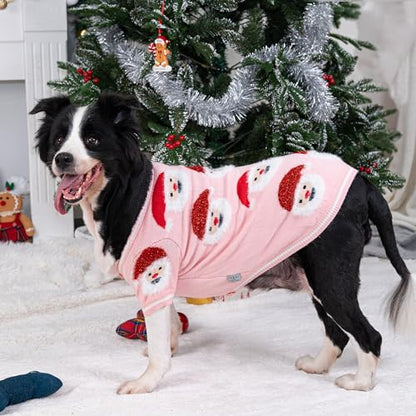 LUBOT NEW Ugly Christmas Sweaters for Puppy Cute Funny Wintertime and Holiday Parties Knitted Pullover Sweater Santa Small Dog Pink Santa Cardigan Medium - color: Pink Santa Cardigan, size: Medium