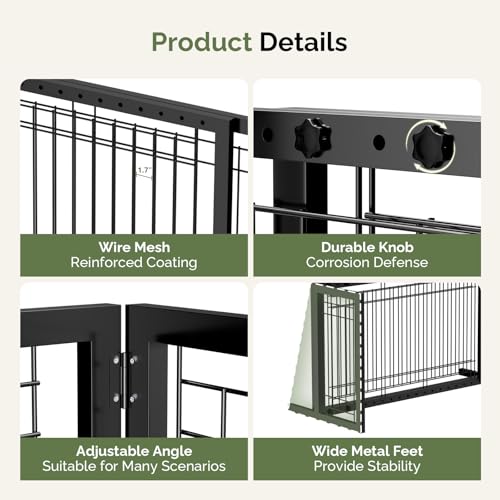 Outvita Free Standing Dog Gate, 21" Height Pet Gate Extra Wide Dog Gates for Stairs Doorways Front Porch Fireplace, 37" - 68" Wide Metal Adjustable Pet Fence Indoor, Black