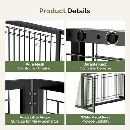 Outvita Free Standing Dog Gate, 21" Height Pet Gate Extra Wide Dog Gates for Stairs Doorways Front Porch Fireplace, 37" - 68" Wide Metal Adjustable Pet Fence Indoor, Black