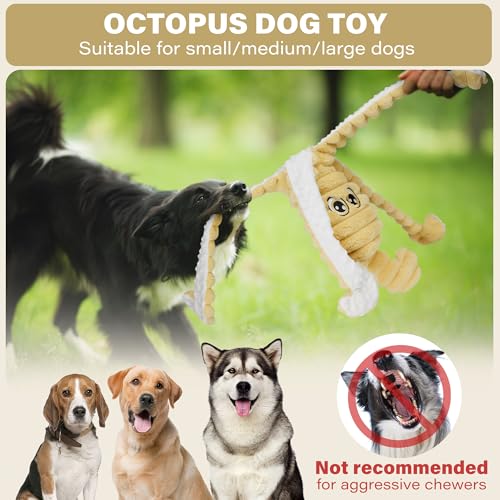Prime Pets Dog Toys for Large Dogs, 27” Extra Large Plush Octopus Dog Toy, Crinkle Squeaky Dog Toys for Small Medium Large Dogs, Tug of War Dog Chew Toy, Yellow - color: Yellow
