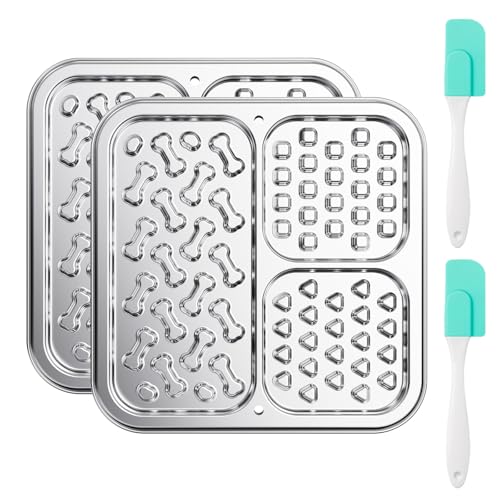 Kactoily 2-Pack Stainless Steel Lick Mat for Dogs and Cats, Large Slow Feeding Licking Pad with 46 Suction Cups, Peanut Butter Licking Pad for Boredom Reducer and Anxiety Relief - size: Large (2-Pack)