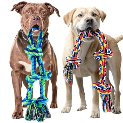 Dog Rope Toy for Large Dogs, 2 Pack Heavy Duty Dog Chew Toys for Aggressive Chewers, Indestructible Dog Toys for Super Chewer, Durable Tug of War Pet Toy for Medium to Large Breed Teeth Cleaning - color: 2 Pack-Large, size: Large