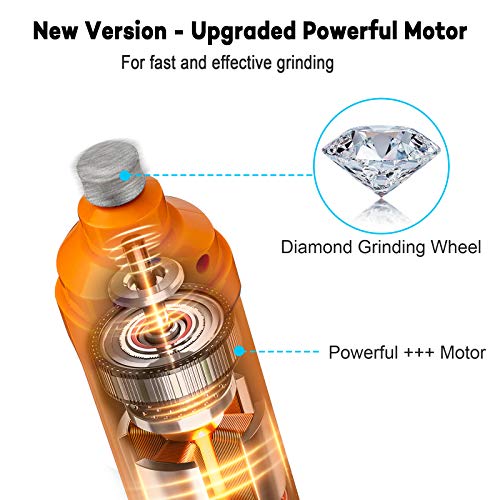 Casfuy Dog Nail Grinder with 2 LED Light - New Version 2-Speed Powerful Electric Pet Nail Trimmer Professional Quiet Painless Paws Grooming & Smoothing for Small Medium Large Dogs and Cats (Orange) - color: A-Orange