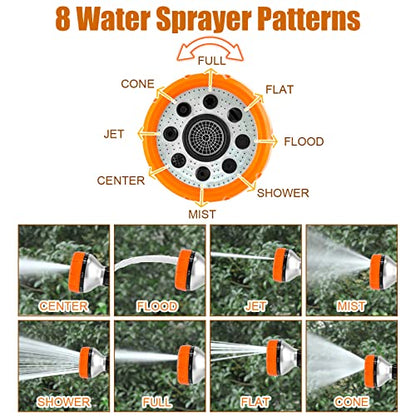 8 in 1 Garden Hose Nozzle Sprayer, Upgrade Dog Wash Hose Attachment with 3.5OZ/100CC Soap Dispenser Bottle and Dog Shower Brush, Ideal for Watering Flowers, Car Washing, Dog and Horse Bathing - color: Orange