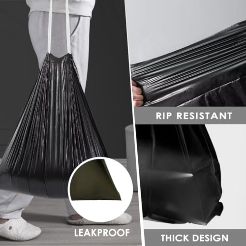 2 Gallon 120 Counts Strong Drawstring Trash Bags Garbage Bags by RayPard, Small Trash Bin Liners for Home Office Kitchen Bathroom Bedroom, Black - style: 120-2 Gallon-Black