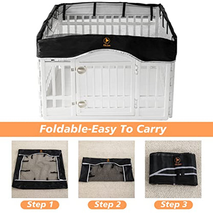 PJYuCien Playpen Top Cover for 36'' Width 4 Panel PlayPen, Black | More Peace of Mind, More Safe, and Reduce Mess, Suitable for Puppy, Duck, and Other Small Animals,Telescopic Buckles Connect - style: Black Cover, 36"Width, Black ( Elastic Buckles Connect