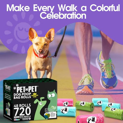 Pet N Pet 720 Counts Lavender Scented, Colorful Poop Bags for Dogs, 41% Plant Based & 59% PE Dog Poop Bags Rolls, Extra Thick Dog Waste Bag, Doggy Bag - size: 720 Count