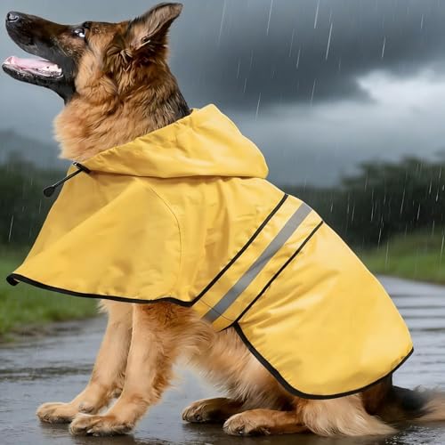 Waterproof Dog Raincoat, Adjustable Lightweight Rain Jacket, Suitable for Outdoor Walking, Hiking, Camping, All Season, 1 Piece (Yellow, XX-Large) - color: YELLOW, size: XX-Large