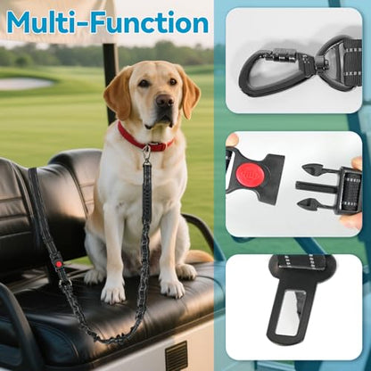 Doggie Seat Leash for Golf Cart, Pet Dog Seat Belt Harness for Car, Collar,Golf cart Dog Belt, Pet Safety Protection