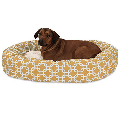 Majestic Pet 52 Inch Links Sherpa Calming Dog Bed Washable – Cozy Soft Round Dog Bed with Spine for Head Support - Fluffy Donut Dog Bed 52x35x11 (inch) – Round Pet Bed X- Large - YELLOW - color: Yellow, style: 52 in.