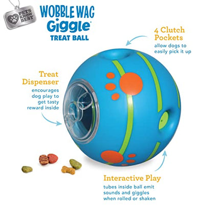Wobble Wag Giggle Ball Interactive Dog Treat Dispensing Toy, Giggle Sounds Keeps Dogs Busy and Entertained, Pets Know Best - style: Treat