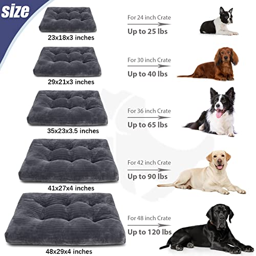 Dog Crate Bed Washable Dog Beds for Medium Dogs Deluxe Thick Flannel Fluffy Comfy Kennel Pad Anti-Slip & Anti-Scratch Pet Sleeping Mat, 29 x 21 Inch, Gray - color: Gray, size: 29.0"L x 21.0"W x 2.5"Th