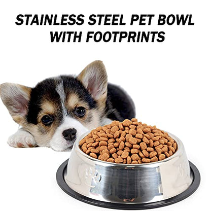 Hamiledyi Stainless Steel Dog Cat Bowl with Rubber Base 4 Pack Pet Feeder and Water Bowls Stackable Non-Slip Puppy Dishes for Small Medium Animals Kitten Rabbit - size: Large