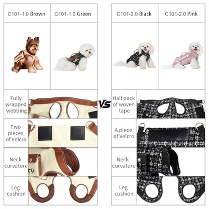 Wakytu Dog Lift Harness Dog Carrier Sling for Small Dogs & Cats,S | stylish puppy sling carrier with handle & pocket,adjustable leash,walking & travel - color: 2.0 Pink, size: Small(4-8 LBS)