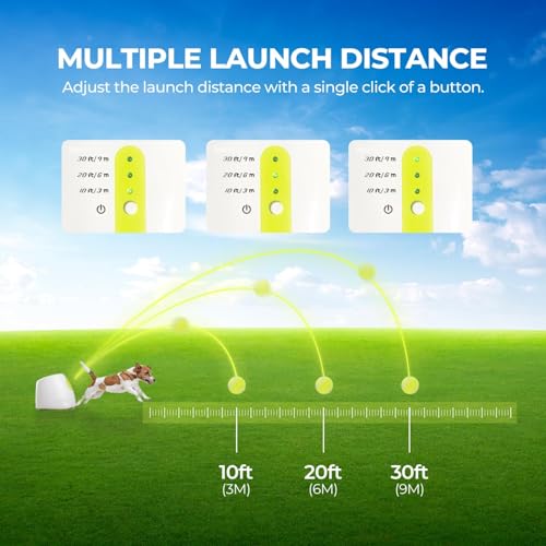 ALL FOR PAWS Automatic Ball Launcher for Dogs Interactive Puppy Pet Ball Indoor Thrower Fetch Machine, 3 Balls Included (2 inch) + Six Tennis Balls Bundle