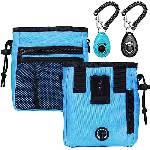 STMK Dog Treat Pouch Dog Clicker Training Kit, Dog Training Treat Pouch Dog Clicker for Training, 3 Ways to Wear Easily Carries Treat Pouches for Pet Training (Blue) - color: Blue