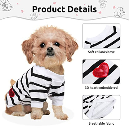 Pet Dog Striped T-Shirt Dogs Cats Cotton Vest Spring Summer Pet Apparel Tee Shirt Suitable for Small and Medium Large Pets French Bulldog Bichon - color: White, size: X-Small
