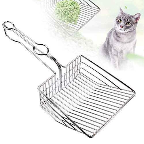 Cat Litter Scoop, Durable Metal Pet Kitty Kitten Sifter Heavy Duty with Long Handle Pet Kitty Dog Pooper Scooper, Easily Clean Litter Box