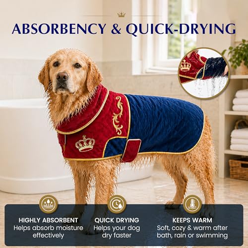 Aristocian Dog Bathrobe, Dog Grooming Supplies, Absorbent Towels for Dogs, Quick Drying Dog Bathrobe, Dog Bath Supplies, Dog Towel, Dog Robe, Dog Pajamas, Dog Clothes for Large Dogs, Dog Accessories - size: X-Large