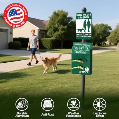 POCHAR Aluminum Outdoor Dog Bag Dispenser with Pick Up Sign for Pet Waste | Rust-Proof Wall-Mounted Poop Bag Dispenser for Dog Waste, Includes Lock & Mounting Hardware - style: ‎Dispenser with Sign