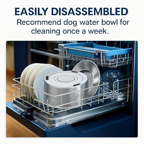 Large Stainless Steel Slow Feeder Dog Bowl with Lid – 198oz/5.6L No Spill Water Dispenser – Slobber Stopper for Healthy Slow Drinking – Non-Slip Pet Bowl for Travel, Kennels and Crates - size: 198 oz (5.6 L)