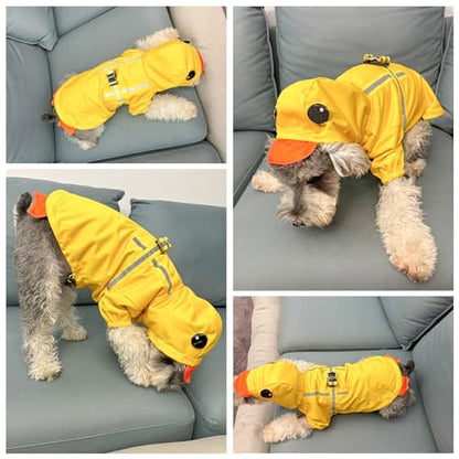 BEAUTYZOO Dog Raincoat Hooded Slicker Poncho, Waterproof Windproof Rain Jacket Hood with Harness Built in, Adjustable Reflective Duck Design Rain Coats for Small Medium Dogs Puppies, Yellow Size XS - color: Yellow Duck, size: XS(Back 10.5", Chest 16.9", N