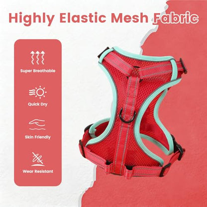 No-Pull Dog Harness with Dog Leash Breathable Mesh Adjustable Soft Padded Pet Vest Reflective for Small/Medium/Large Dogs Walking, Training - color: Red, size: S