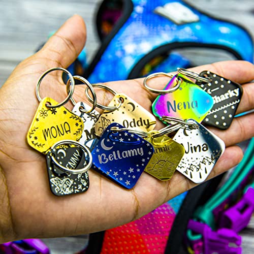 Personalized Dog Tag with 5 Lines of Custom Deep Engraved Durable Stainless Steel Pet ID Name Tag Designer Small Size Diamond - size: Small, style: Diamond