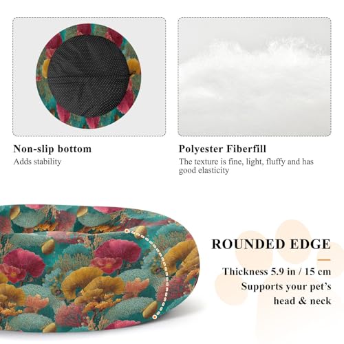 Pet Bed Coral Gorgeous Cat Snuggler Soft Winter Cushion, Cozy Round Bolster Nest for Indoor Kittens & Small Pets 15" - size: X-Small