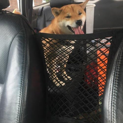 Dog Car Net Barrier Pet Barrier with Auto Safety Mesh Organizer Stretchable Storage Bag Universal for Cars, SUVs -Easy Install (L-for SUV) - size: L-for SUV