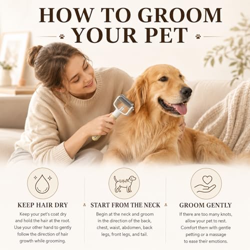Dual-Sided Pet Grooming Comb,2‑in‑1 Professional Brush Deshedding Dog Brush with Spray Design, Dematting Comb Undercoat Rake for Long Haired Pet Grooming Tool - color: Pink + Blue