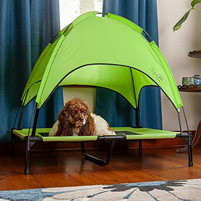 Midlee Green Dog Cot with Canopy (30" x 36") - size: 30" x 36"
