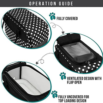 PetAmi Dog Purse Carrier for Small Dogs Cats, TSA Airline Approved Soft-Sided Pet Carrier with Pockets, Ventilated Travel Tote Bag with Bed & Shoulder Strap, Puppy Kitten, Max 12 lbs, Polka Dot Black - color: Polka Dot Black