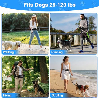 Hands Free Dog Leash with Zipper Pouch, Dual Padded Handles, Shock Absorbing Bungee Leash for Small Medium Large Dogs, Ideal for Walking Jogging Running Hiking (Black) - color: Black