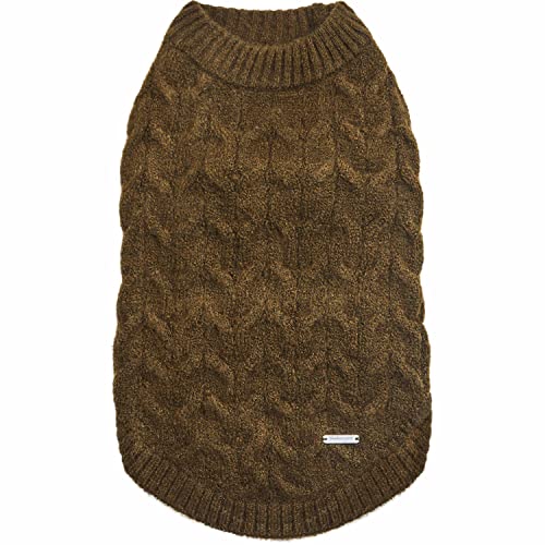 Blueberry Pet Classic Fuzzy Textured Knit Pullover Dog Sweater, Dark Olive, Small Pet Clothes, Fleece Dog Sweater, Pet Clothing, 12" Back Length - color: Dark Olive, Crew-neck, size: 12 inch