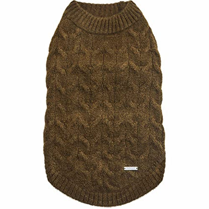 Blueberry Pet Classic Fuzzy Textured Knit Pullover Crew-Neck Dog Sweater in Dark Olive, Back Length 16", Pack of 1 Clothes for Dogs - color: Dark Olive, Crew-neck, size: 16 inch