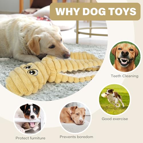Prime Pets Dog Toys for Large Dogs, 27” Extra Large Plush Octopus Dog Toy, Crinkle Squeaky Dog Toys for Small Medium Large Dogs, Tug of War Dog Chew Toy, Yellow - color: Yellow
