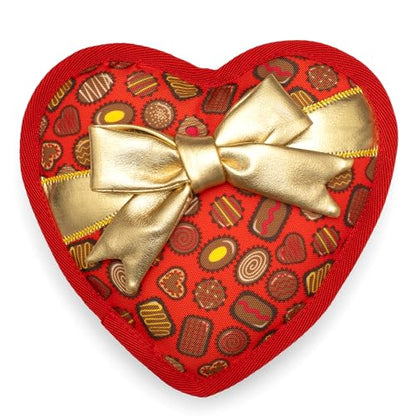 The Worthy Dog Holiday Pattern Tough Plush Squeaky Dog Toy, Chocolates | Durable Mesh-Fused Lining, Chomp-Resistant Nylon, Interactive Tug & Toss Play, Valentine's Day Box of Chocolates,Red,One Size - color: Box of Chocolates - Red, size: One Size